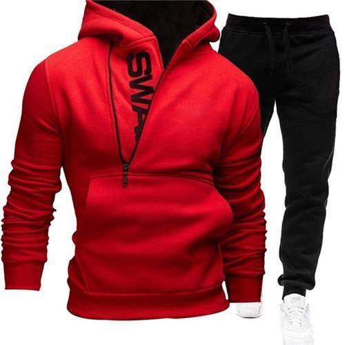 Tracksuit Men 2 Pieces Set Sweatshirt + Sweatpants Sportswear Zipper Hoodies Casual Mens Clothing Ropa Hombre Size S-3Xl