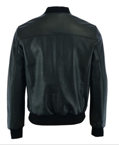 70'S Retro Bomber Jacket Men'S Black Classic Soft Leather Jacket