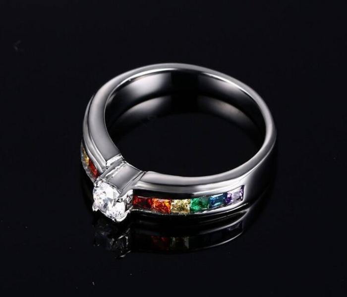 Rainbow Rhinestone Fashion Ring