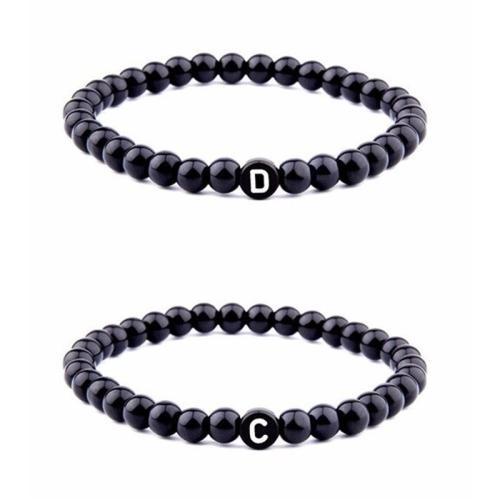 Matte Letters A-Z Initial Beads Bracelet