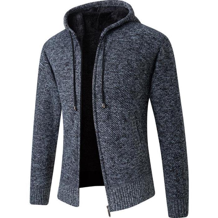Men Winter Warm Solid Knitted Coat