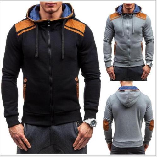 Men Slim Patchwork Cardigan Zipper Sweatershirt