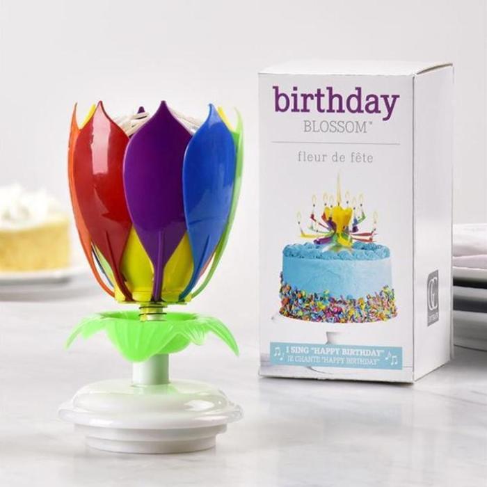 Upgrade Multicolor Rotating Lotus Cake Candle