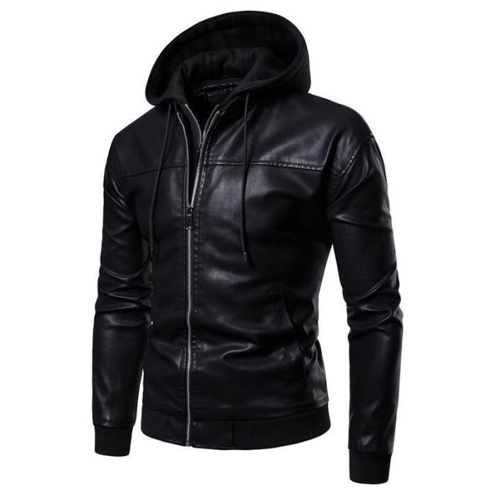 Autumn/Winter  Pu Leather Hooded For Man