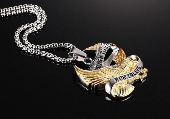 Live To Ride Eagle Necklace