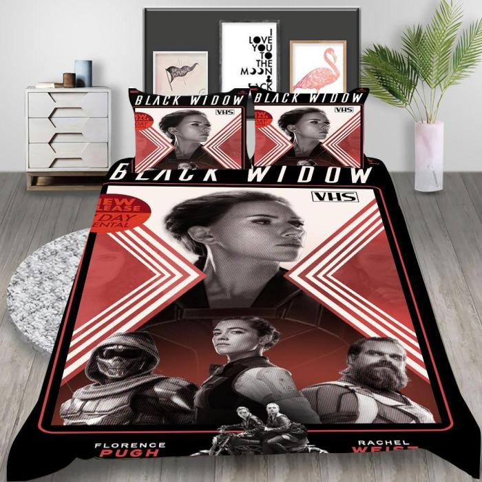 Black Widow Natasha Romanoff Cosplay Bedding Set Duvet Cover Pillowcases Halloween Home Decor