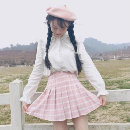 Pink Plaid School Girl Skirt