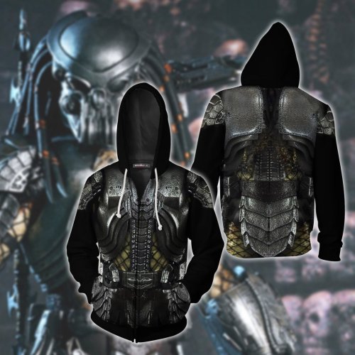 Predator Movie Monster Black Cosplay Unisex 3D Printed Hoodie Sweatshirt Jacket With Zipper