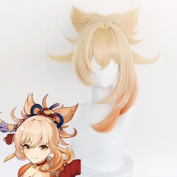 Genshin Impact Yoimiya Golden Orange Cosplay Wig