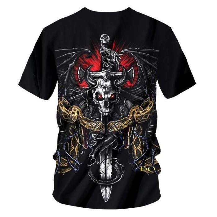 Skull Print Tshirt Printed Mens Tops Shirt
