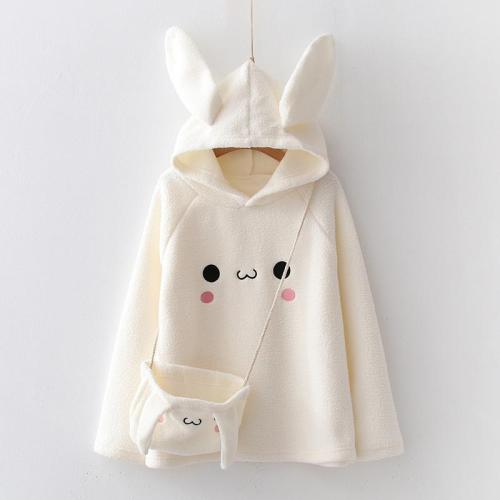 Bunny Ears Embroidery Crossbody Bag Hoodie Sweatshirt
