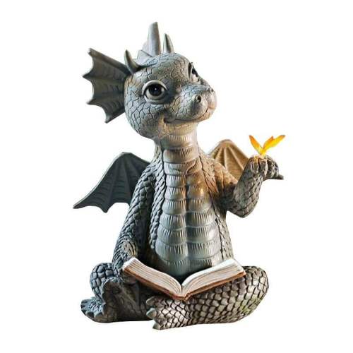 Little Dragon With Butterfly Craft Garden Statue Halloween Decorations