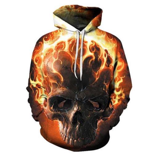 Fire Skull 3D Sweatshirt Hoodie Pullover