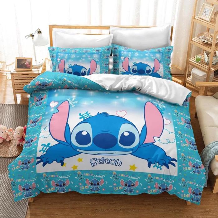 Cosicon Cartoon Stitch Cosplay Duvet Cover Set Halloween Christmas Quilt Cover