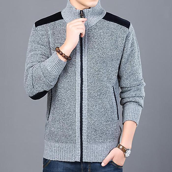 Casual Fashion High Collar Thick Cardigan Sweater Coat