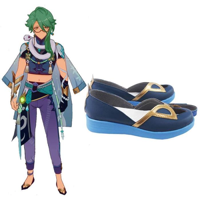 Genshin Impact Baishu Blue Cosplay Shoes