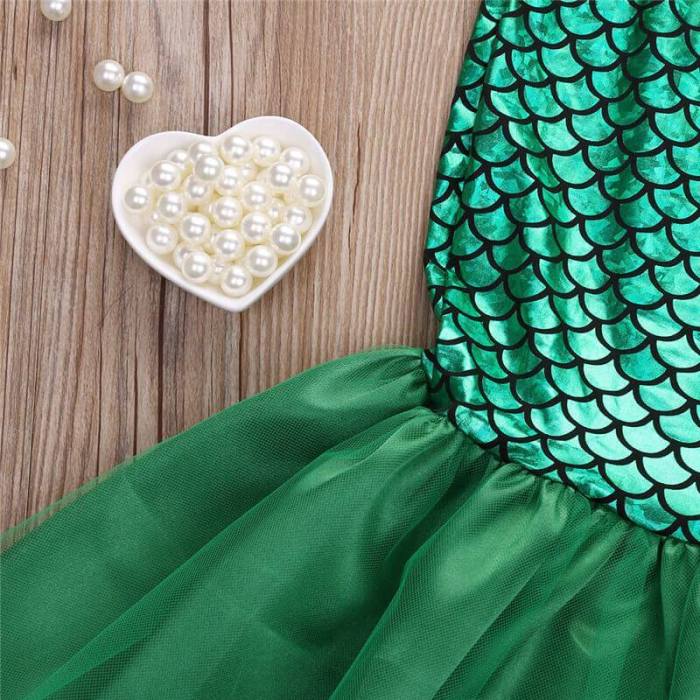 Kids Girls Mermaid Princess Ariel Dress Outfit Party Cosplay Costume