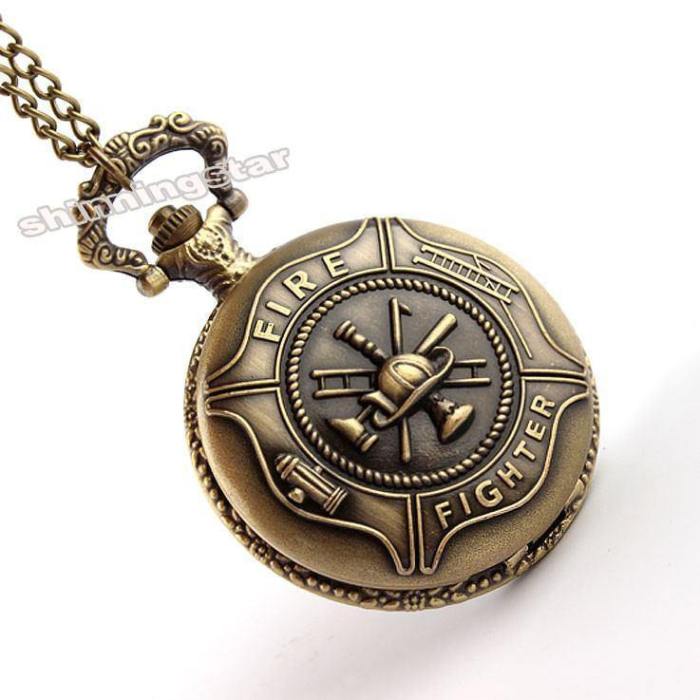 Fire Fighter Pocket Watch Necklace