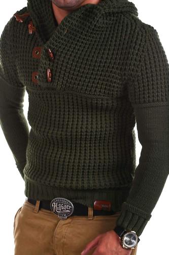 Men'S Solid Color Slim Fit Knitted Casual Sweater