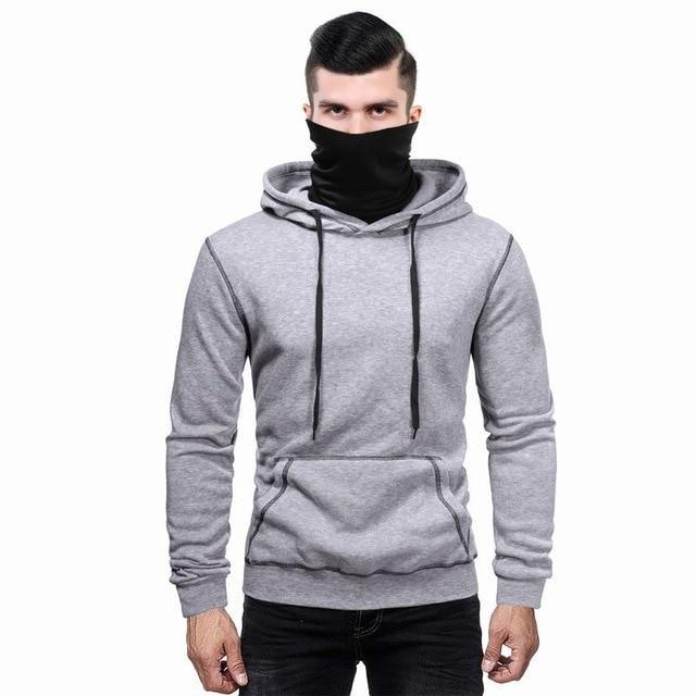 Men'S Casual Hoodie With Face Mask Turtleneck Pullover Sweatshirt