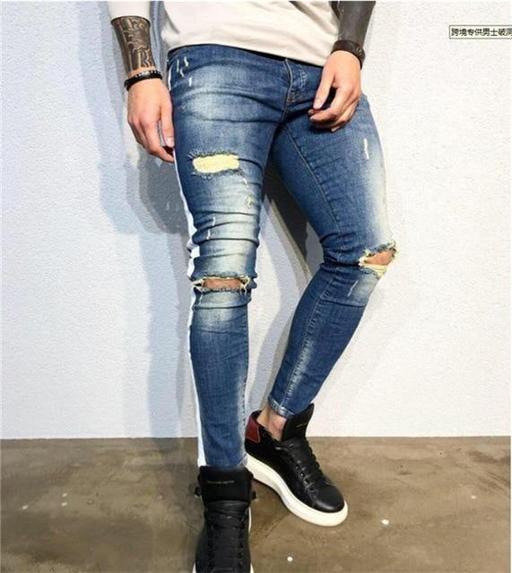 Fashion Jeans Men Pants Men Skinny Embroidery Streetwear Ripped Man Slim Fit  Zipper Hip Hop Harajuku Male Jeans Homme Denim