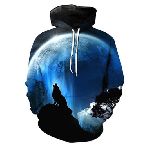 Howling To The Blue Moon - Wolves 3D Hoodie