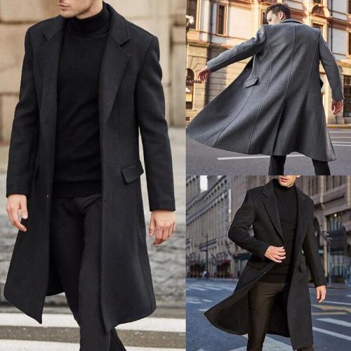 Men Overcoats Streetwear Fashion Long Trench Outerwear