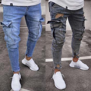Cowboy Cotton Multi Pockets Casual Ripped Cow Jeans