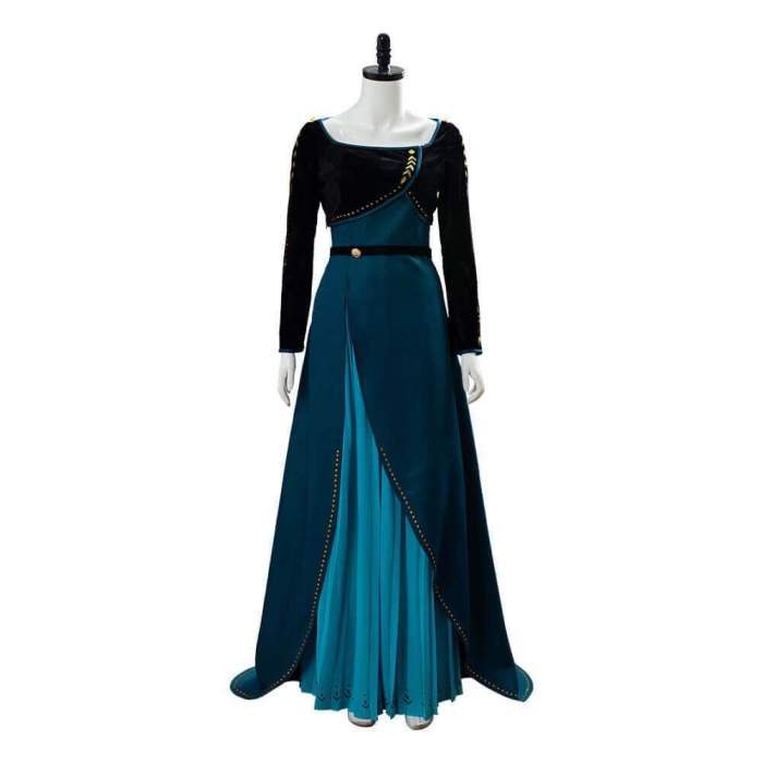 Frozen 2 Queen Anna Coronation Long Gown Cape Dress Cosplay Costumes