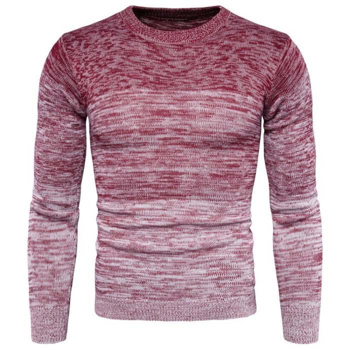 Fashion Gradient Color Cotton O-Neck Long Sleeve Sweater