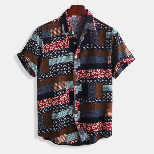 Printing Shirts Cotton  Short Sleeve Casual Shirt-8