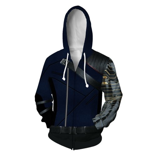 Avengers Movie Winter Soldier White Wolf Blue Cosplay Unisex 3D Printed Hoodie Sweatshirt Jacket With Zipper