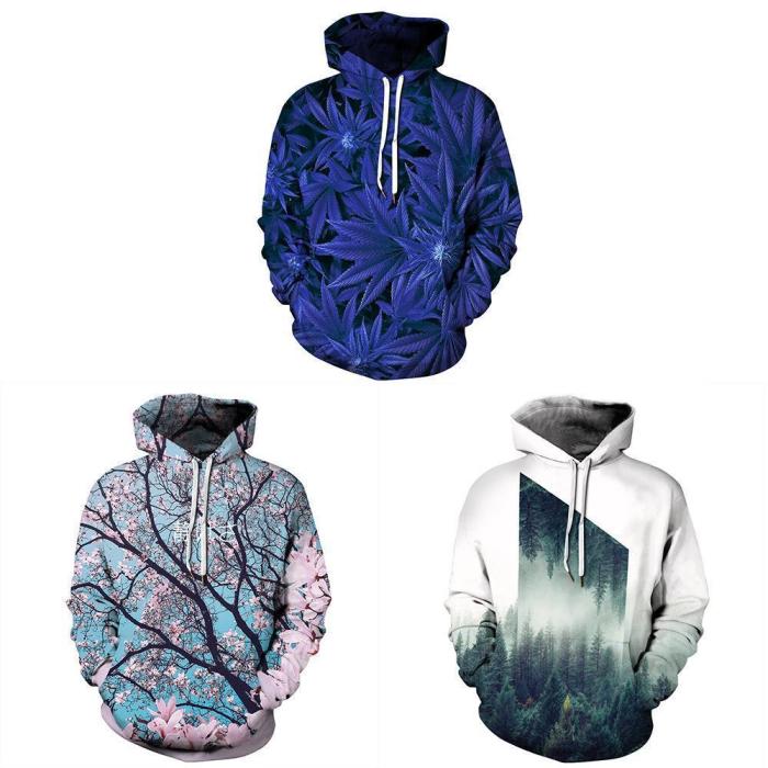 Printed Casual Plus Size Sports Jacket With Hoodie