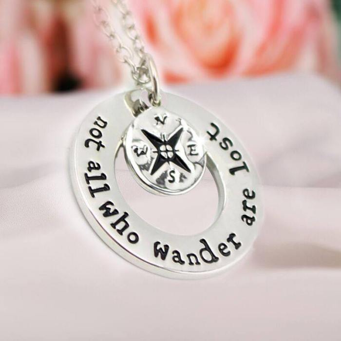 Compass Not All Who Wander Are Lost Necklace