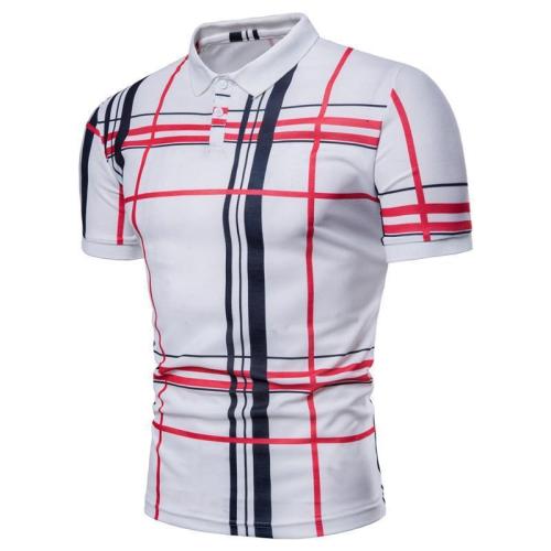 Men'S Fashion Lattice Printing Collar Casual Polo