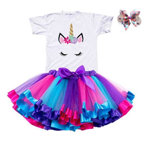Kids Girls Summer Princess Unicorn Tutu Dress Cosplay Costume