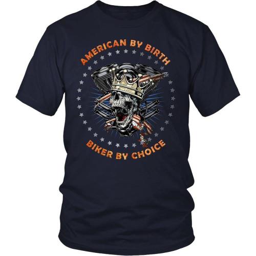 American By Birth - Biker By Choice - Usa T-Shirt