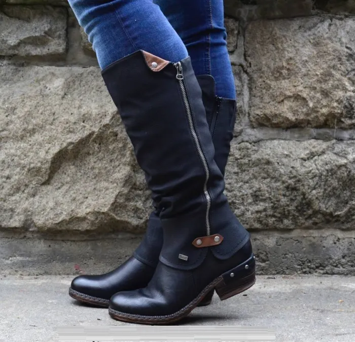 Womens Western Cowboy Knee Boots Punk Boots