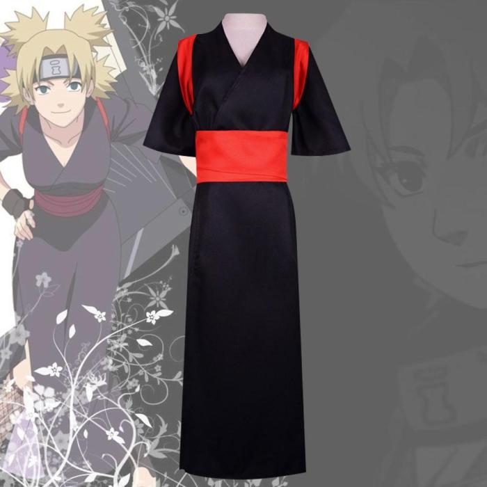 Temari From Naruto Halloween Black Kimono Cosplay Costume - B Edition