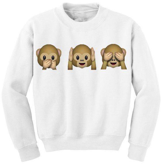 Cute & Funny  3 Monkeys  Sweatshirt - Black / White / Grey