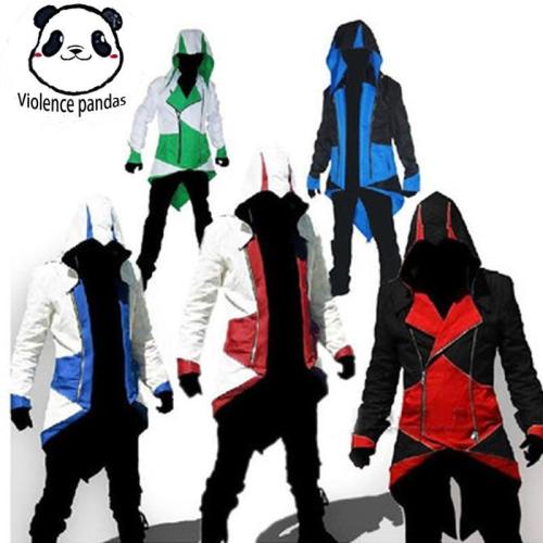 Cool Assassin'S Creed Medieval Tuxedo Halloween Connor Jacket Red Black Cosplay Game Cos Costume