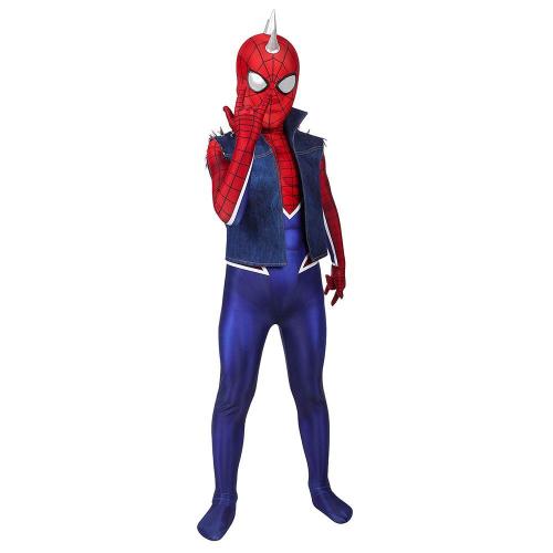 Kids Spider-Man Peter Parker Spider-Punk Suit Ps4 Spider-Man Jumpsuit Cosplay Costume -