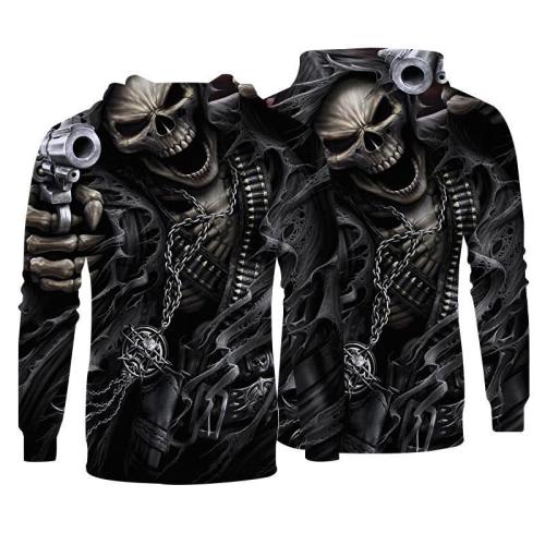 Men Hoodies Top Pullover Sweatshirt Hoodies Print Skull Picture Clothing