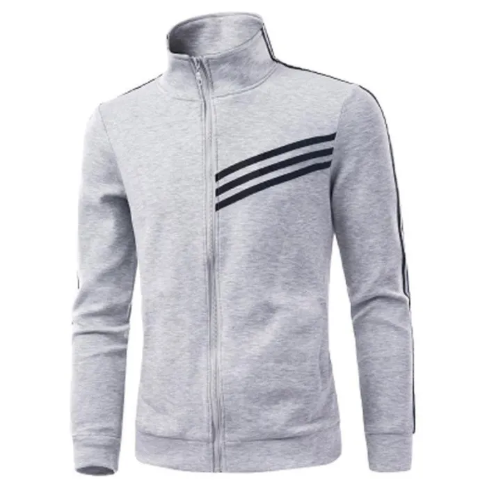 Men Fashion Stripe Stand-Up Collar Sweatshirt