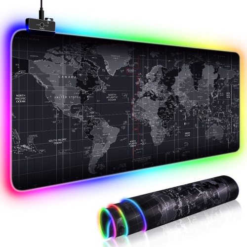 Premium Xl Extended Led Mouse Pad - World Map