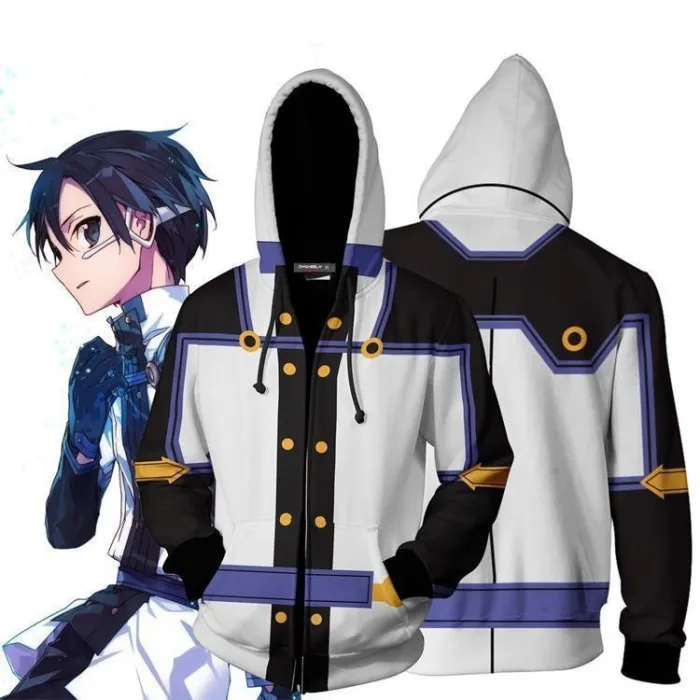 Sword Art Online Sao Anime Kirigaya Kazuto 1 Cosplay Unisex 3D Printed Hoodie Sweatshirt Jacket With Zipper