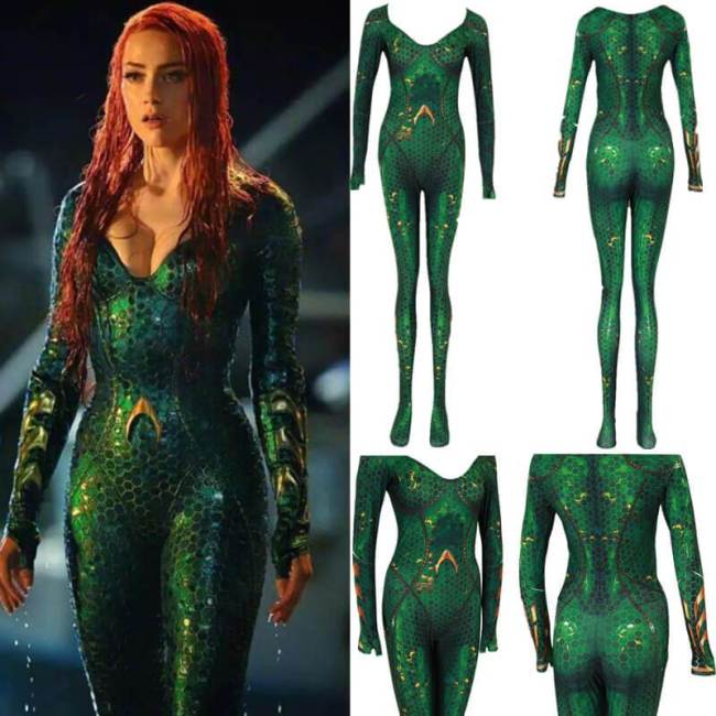 Movie Aquaman Mera Queen Cosplay Costume Zentai Bodysuit Jumpsuit Suit