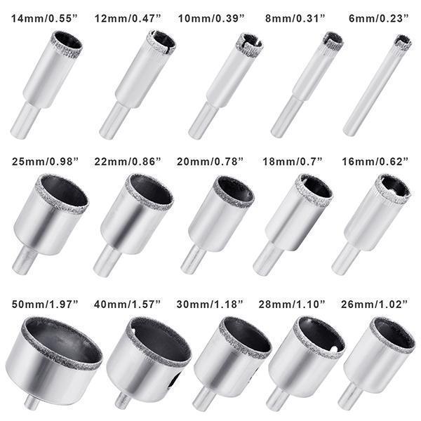 Diamond Glass Drill Bit Set (15Pcs)
