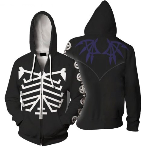 The World Ends With You Game Skeleton Cosplay Unisex 3D Printed Mha Hoodie Sweatshirt Jacket With Zipper