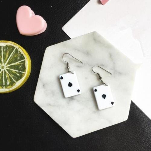 Fun And Unique Poker Ace Card Drop Earrings